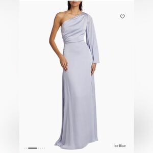 NWT SACHIN & BABI Keely One-Shoulder Satin Gown Ice Blue evening  dress size 10
